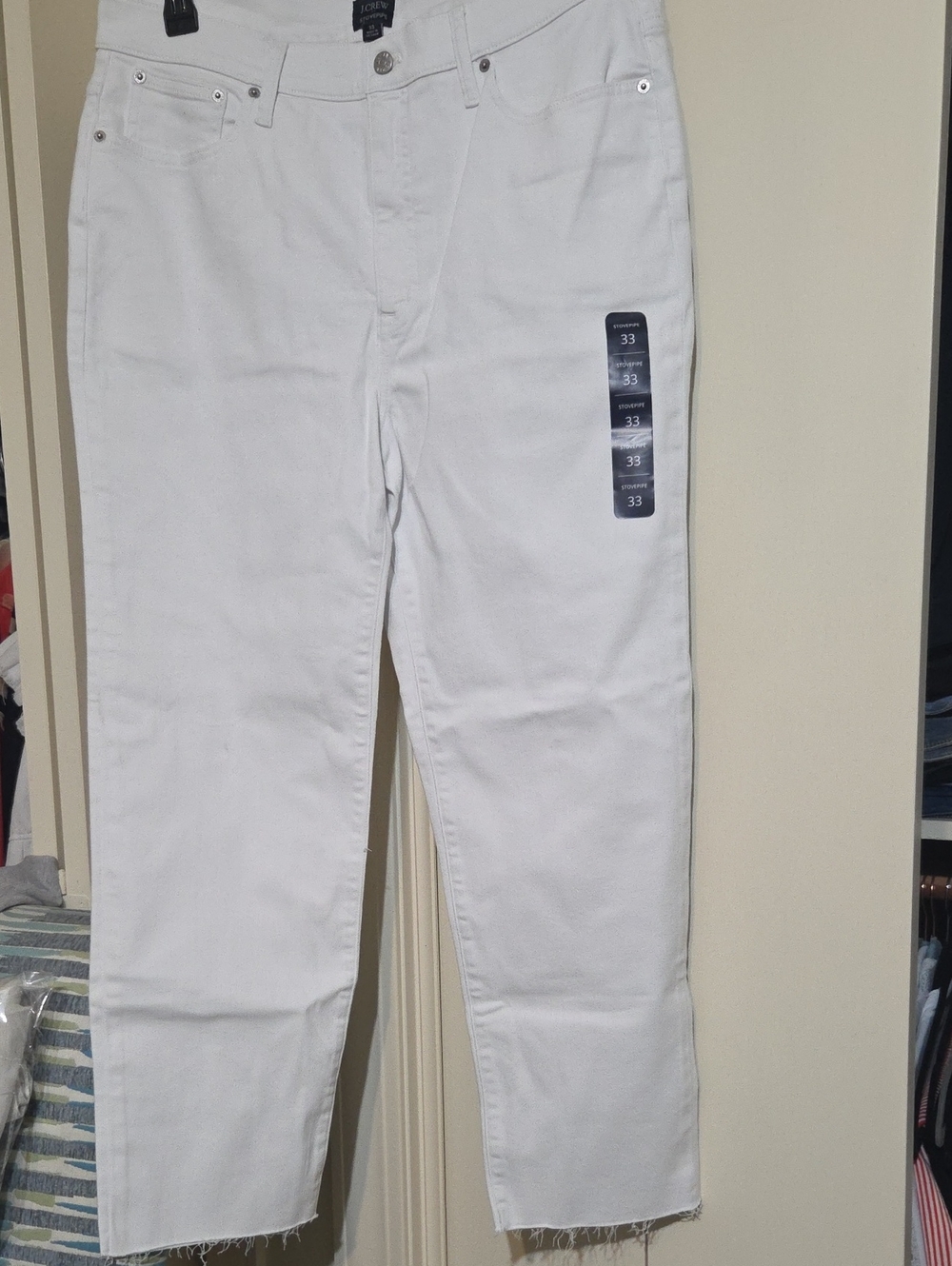 J. Crew White Straight-Leg Pants